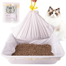 Zuqqony Cat Litter Box Liners 20 Count, 37”x18” Large Cat Litter Bags for Stainless Steel Sifting Litter Box and Automatic Cat Litter Box, Extra Thick Drawstring Litter Liner