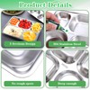 HOFURME 4 Pack Stainless Steel Divided Plates Rectangular Portion Control