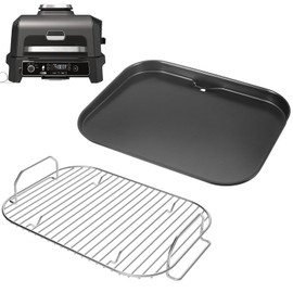 Griddle Plate and Rack for Woodfire Outdoor Grills OG800 OG900 Series, Flat Top Griddle Pan Smoke Rack for Ninja XSKGRDPLT Woodfire Pro XL, Pro Connect XL Ninja OG850 OG951 OG952 Grill