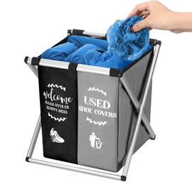 LAHAQIQI Faltbarer Schuhüberzug-Spender mit Hinweisschildern für Immobilienbesichtigungen (Schwarz & Grau)