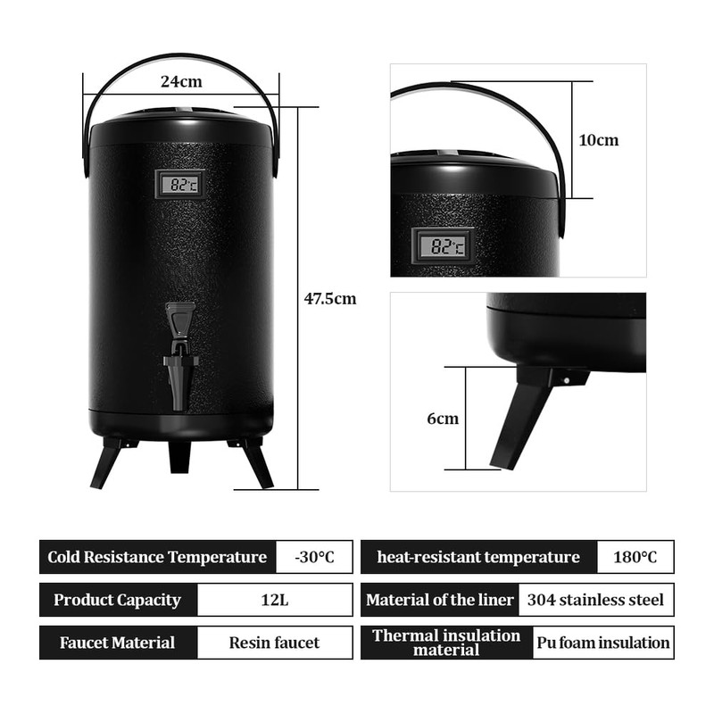hzexun Insulated 3.2 Gallon Hot & Cold Drink Dispenser, Thermal