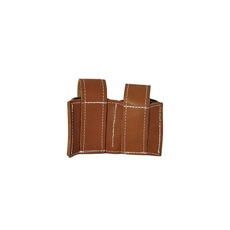 Barsony New Saddle Tan Leather Revolver Double Speed Loader Pouch