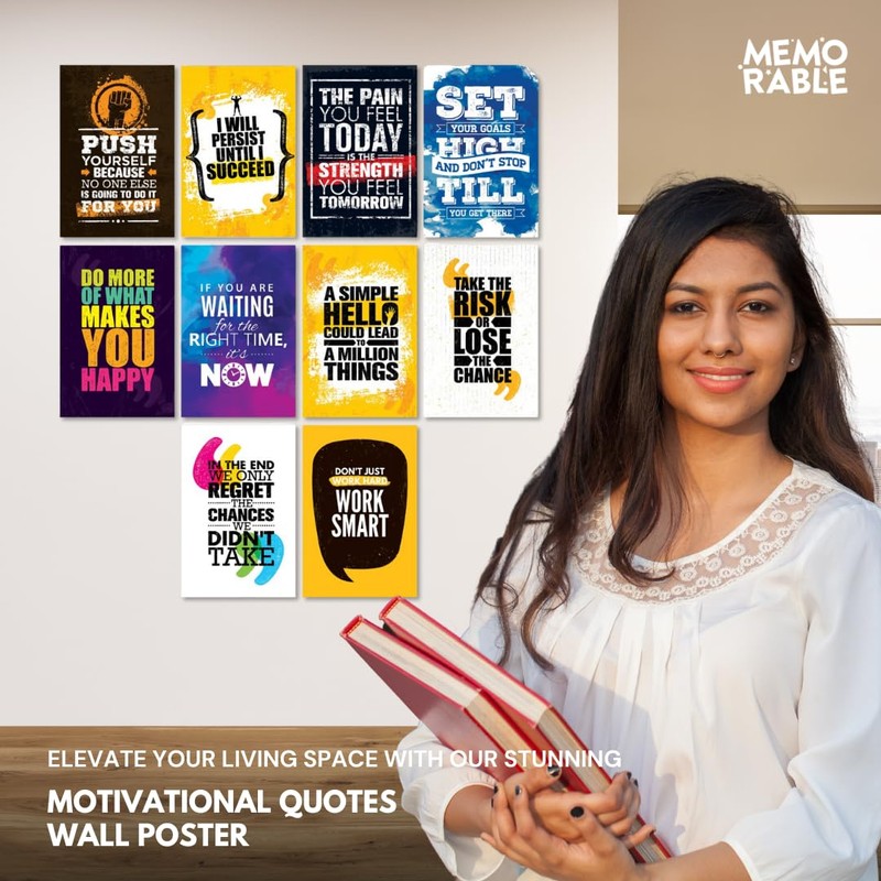 MEMORABLE Paper Motivational Posters For Wall | A4 Size (Pack