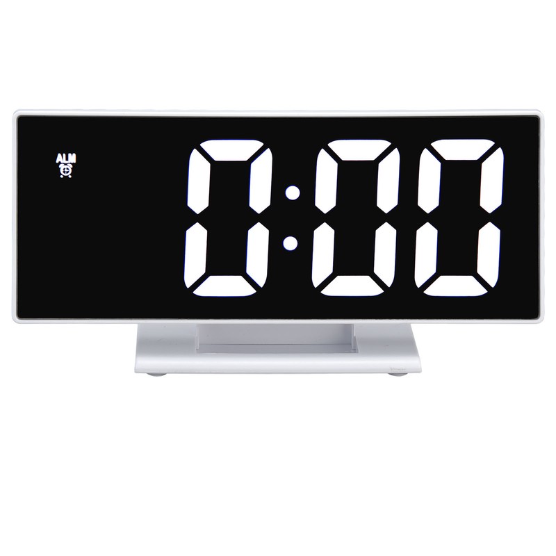 Digital Alarm Clock LED Mirror Screen USB Charging Automatic Dimming