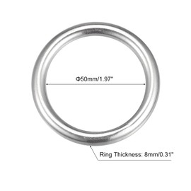 uxcell 316 Stainless Steel Round Ring Welded O-Rings 50mm(1.97") ID 8mm Thick 2pcs