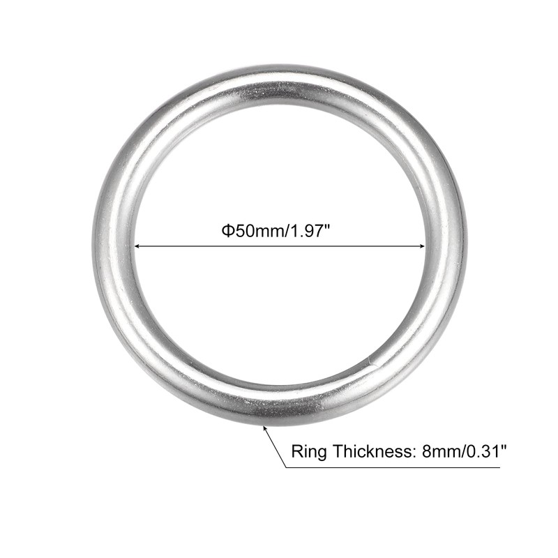 uxcell 316 Stainless Steel Round Ring Welded O-Rings 50mm(1.97") ID