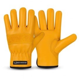 WESTWOOD FOX Work Gloves Men and Women - Gardening Gloves Thorn Resistant Safety Leather Durable Rigger Protective Gloves, Thorn Proof Gardening Gloves Strong (Yellow, S)