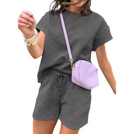 Dokotoo Womens Two Pieces Outfits Fall Trendy Clothes Sweatshirt Shorts Sets Casual Comfy Athletic Tracksuit Valentines Outfits For Women Fall Fashion 2025 Dark Grey X-Large