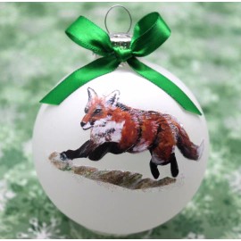 W010 Hand-made Christmas Ornament  - cute running red FOX