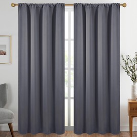 Diraysid Dark Gray Blackout Curtains for Bedroom and Living Room Thermal Insulated Room Darkening Curtains Drapes, 52 x 84, 2 Panels
