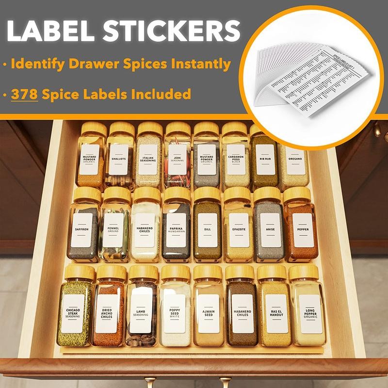 SpaceAid® Bamboo Spice Drawer Organizer Compact Spice Rack for Kitchen