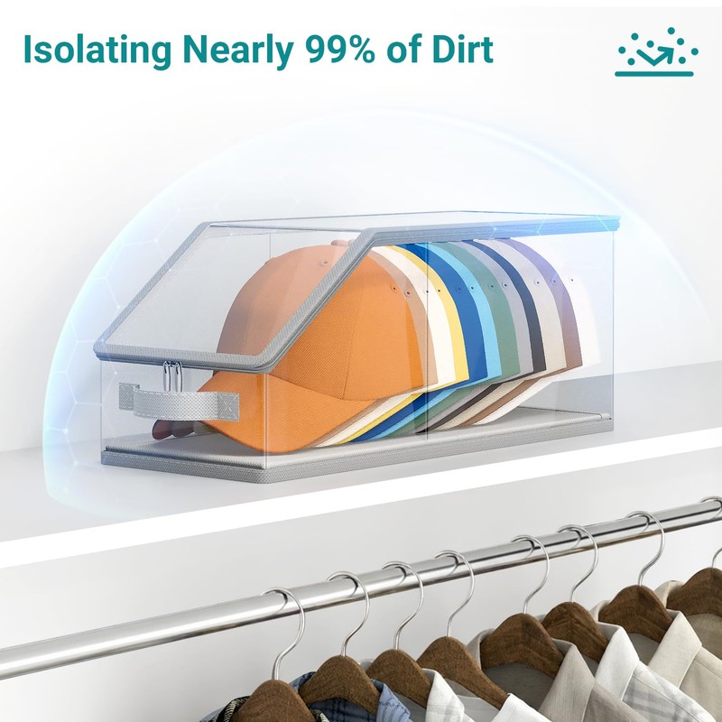 AOODA 2PCS Stackable Hat Storage for Baseball Caps, Clear Hat