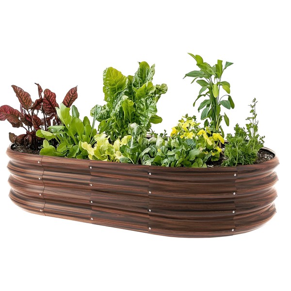 IDEA FAMILY 5x3x1ft Oval Galvanized Raised Garden Bed Outdoor 9-in-1