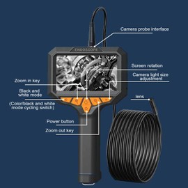 Kngiybo New 4.3 Inch IPS Screen 1080P High-Definition Industrial Endoscope 100 Meter Automotive Pipeline Handheld Camera, 2600mAh, 2.9cm Short Lens, 4.3 Inch HD, Gift(Size:1 Meter Hard Wire)