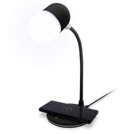 groov e Apollo LED Lamp - Touch Control Desk Light with 3 Lighting Modes, Built-in Wireless Charger, & Bluetooth Speaker - USB Powered - Black