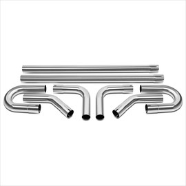 [8Pcs-Set] Universal 2" OD Stainless Steel DIY Custom Exhaust Kit Tubing Mandrel Bend Pipe Straight & U-Bend