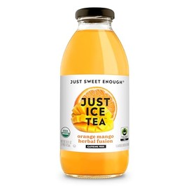 Just Ice Tea Organic Iced Tea, Orange Mango, 16 Fl Oz Glass Bottles, Pack of 12