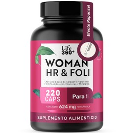 Life 360 WOMAN HR  FOLI  220 cpsulas  Cpsulas a base de colgeno hidrolizado y aminocidos con vitaminas y minerales  Suplemento Alimenticio  Cpsulas...
