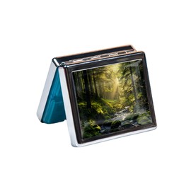 7 Days Chromed Shiny Silver Pill Organizer with Mirror Inside Has 8 Separate Compartments Rectangle 7 Days Pill Box Pill Case (in The Woods)