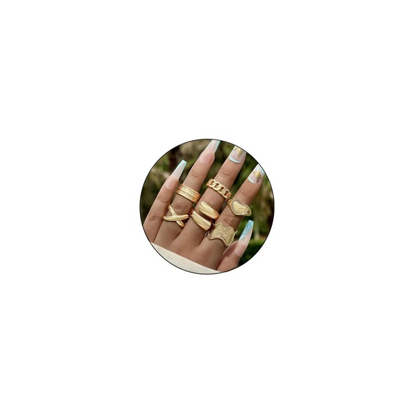 Hremhoo Irregular Gold Rings Set for Women Gold Stackable Knuckle