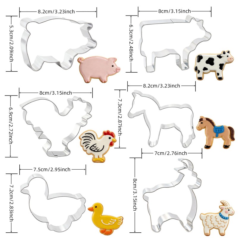 hitsuki Farm Animal Cookie Cutters Set Farm Animal Shapes Metal
