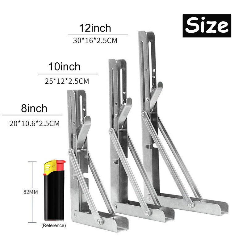 KAUJIAREN Folding Shelf Brackets, Heavy Duty Collapsible L Bracket, Black