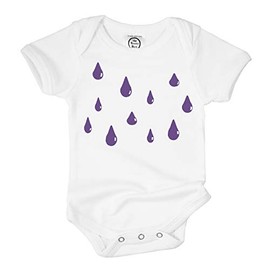 The Spunky Stork Unisex Baby Purple Rain Drops Music Fan Organic Infant Bodysuit (6-12M)