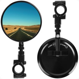 Motorcycle Mirrors Set of 2 Universal Left & Right Round CNC Aluminum for 0.9 inch (22 mm) Steering Wheel 360 Degree Rotation Adjustable E-Mark