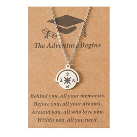 Graduation Gifts Necklace for Him Her Compass Necklace for Women Men Graduation Gifts for Friend Students Family High School College Graduation Gifts for Girls Boys Graduated Necklaces