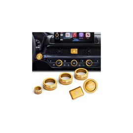 DvlynAuroa Accessories for Honda Civic 2022-2025 & Accord/CRV/HRV/Acura Integra 2023-2025 -A/C, Radio, Warning Light, Push Start Button Knob Cover/Ring (9-inch Screen, Gold)