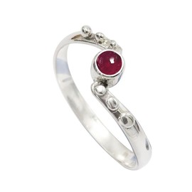 SILVERTROVE Gemstone Sterling Silver Band Ring for Men and Women, in All Sizes, Jewellery CRG-1077AAA, Gemstone Precious metal gemstone, Cabochon Garnet