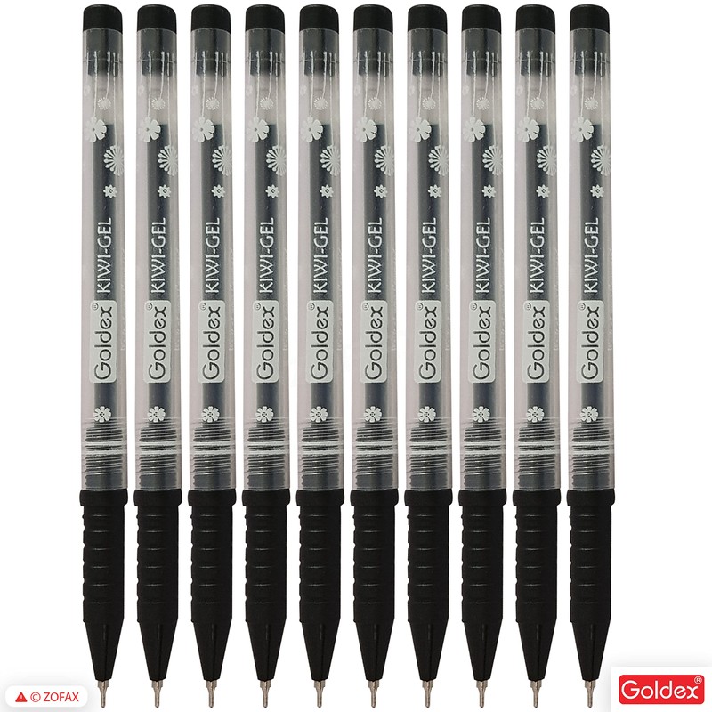 GOLDEX Kiwi BLACK 10 x 0.7mm Tip Soft Gel Pens