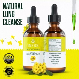 Mullein Drops for Lungs Cleanse - USDA Organic Mullein Leaf Extract w/ Turmeric