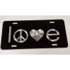 Diamond Etched Products Engraved Love Peace Heart Car Tag Diamond