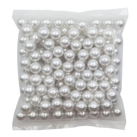 INSPIRELLE 16mm White Lustrous ABS Undrilled Art Faux Pearls for Vase Fillers, 140pcs Big Size No Hole Makeup Beads Imitation Round Pearl Beads for Table Scatter Home Wedding Decoration