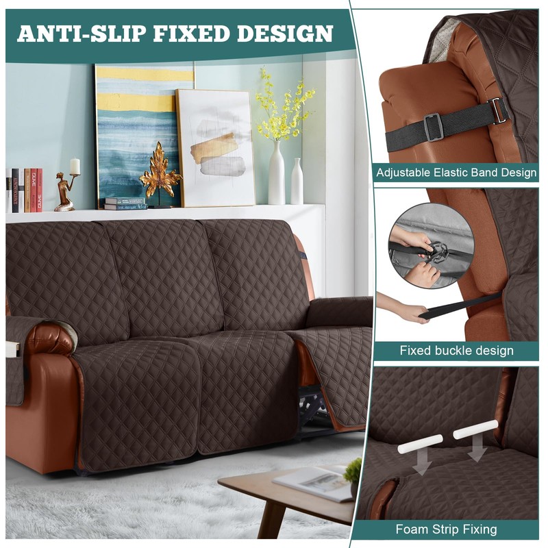 Ruaozz Waterproof Recliner Sofa Cover 1-Piece Couch Covers for Reclining