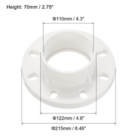 PATIKIL 110mm/4.3 Inch PVC Pipe Fitting, Flange Pipe Socket Coupling Connector for 110mm OD Pipe Connect, White