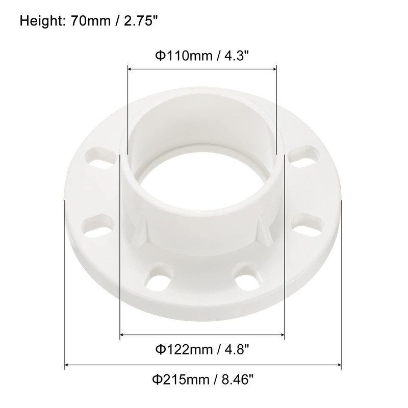 PATIKIL 110mm/4.3 Inch PVC Pipe Fitting, Flange Pipe Socket Coupling