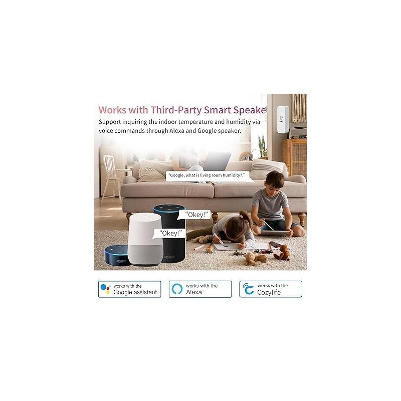 Wi-Fi Smart Thermometer Hygrometer, Digital Mini Indoor Temperature and Humidity