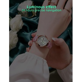 BESTKANG Women's Casual Wrist Watch, Leather Band Analog Quartz Ladies Dress Watch with Calendar Date, Classic Gifts for Her (Purple)