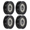 QUARKZMAN U608ZZ POM Pulley U-Groove Ball Bearing 8 x 30 x 10 mm U-Groove Roller Wheel (GCr15) Chrome Steel Bearings, Black (Pack of 4)