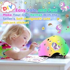 BiutiMama Color Gradient Adjustable Kids Bike Helmet Toddler Skateboard Helmets Boys Girls Child Ventilation Helmet for Multi-Sports Skating Cycling Scooter Balance