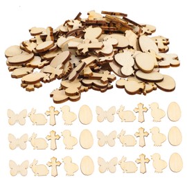 Operitacx 4sets Easter DIY Egg Bunny Cutouts for Crafts Chick Embellishments Bird Decor Outdoor Bird Nest Eggs Woody DIY Egg Hanging Tags Wood Cutouts Wooden 300pcs*4