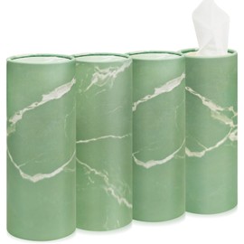 Car Tissues Holder,4 Pack Car Tissue Box with Facial Tissues,Travel Tissue Tubes for Car Cup Holder Tissues Cylinder Box Container (200 Tissues/3-ply)(Grass Green)