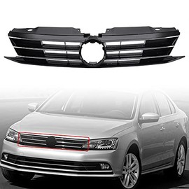 MotorFansClub Front Grill fit for compatible with Volkswagen VW Jetta MK6 2015 2016 2017 Insert Bumper Upper Center Grille