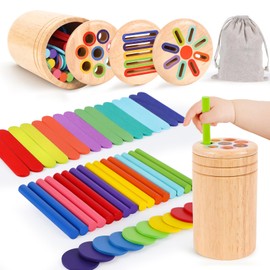 Montessori Toy from 1 Year, Toy from 1 2 Years Girls Boys Baby Toy Gift Girls Boys 1 2 Years Colour Sorting Game Children's Toy Motor Skills Toy Wooden Toy from 1 Year