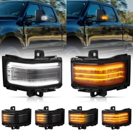 LED Switchback Side Mirror Lights for 2017-2021 Ford F250 F350 F450 Super Duty Sequential Amber Turn Signal Lamps&White Parking Spot Light, 2PCS (Smoked Len)