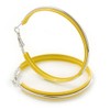 60mm D/Yellow Enamel Hoop Earrings/Silver Tone/Large