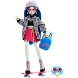 Monster High Ghoulia Yelps Posable Doll (10.3 in) with Blue Hair, Pet and Accessories