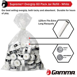Gamma Supreme Bulk Overgrip/60 Grip Refill Bag, White